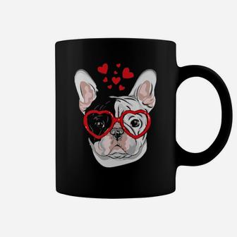 French Bulldog Sunglasses Heart Cute Dog Valentine Coffee Mug - Monsterry