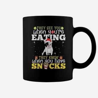 French Bulldog Xmas They See Youre Eating Coffee Mug - Monsterry DE