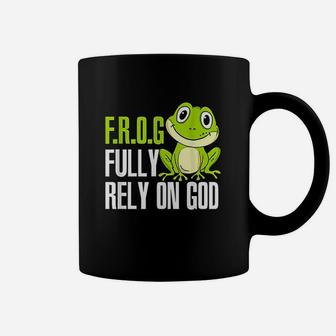 Frog Fully Rely On God Christian Frog Lover Coffee Mug | Crazezy