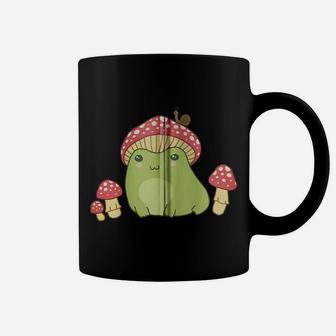 Frog With Mushroom Hat & Snail - Cottagecore Aesthetic Zip Hoodie Coffee Mug | Crazezy