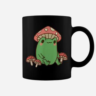 Frog With Mushroom Hat Cute Cottagecore Aesthetic Coffee Mug | Crazezy