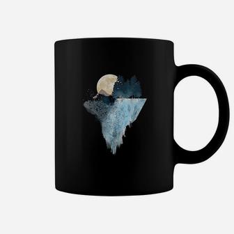 Full Moon Mountain Graphic Green Forest Coffee Mug - Thegiftio