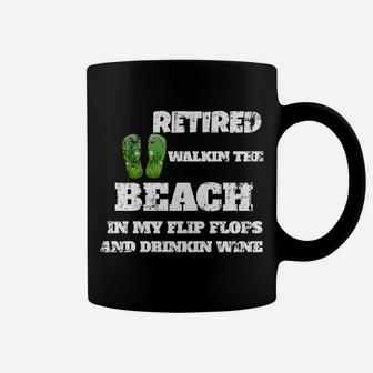 Fun Retiremen Retired Beach Flip Flops And Wine Tee Coffee Mug - Thegiftio UK