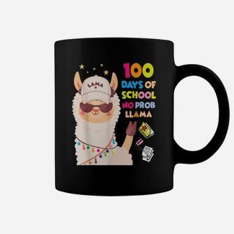 Funny 100 Days Of School No Probllama Llama Wearing Cap Kids Coffee Mug | Crazezy