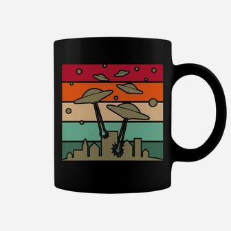 Funny Alien I Was Abducted By Aliens Retro Sunset Vintage Coffee Mug | Crazezy