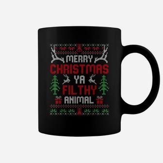 Funny Alone At Home Movies Merry Christmas You Filty Animal Coffee Mug | Crazezy