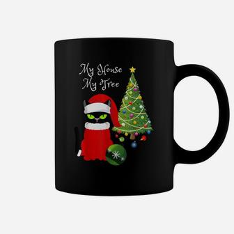 Funny Cat "My House My Tree" Christmas Cat Lovers Gift Coffee Mug | Crazezy