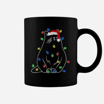 Funny Cat Tree Christmas Lights Xmas Pajama Coffee Mug | Crazezy CA