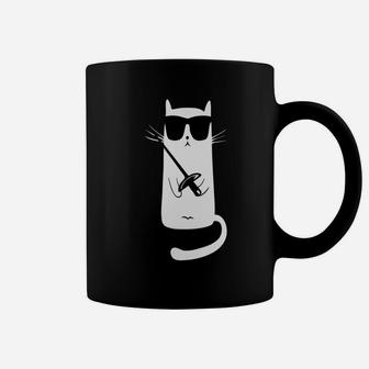 Funny Cat Wearing Sunglasses Fencing Coffee Mug | Crazezy AU