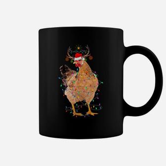 Funny Chicken Lights Santa Hat Sweater Xmas Tree Christmas Coffee Mug | Crazezy