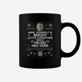 Funny Christmas Brainy Christmas And A Neuro New Year Ugly Sweatshirt Coffee Mug | Crazezy