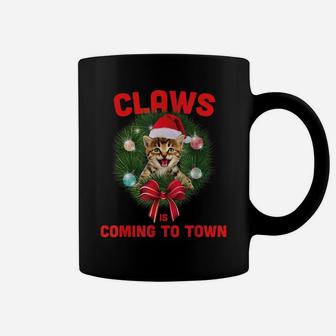 Funny Christmas Cat Claws Is Coming To Town Cat Lovers Coffee Mug | Crazezy DE