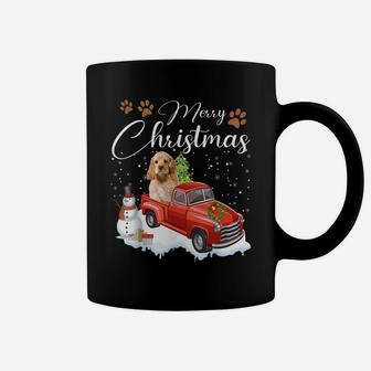 Funny Cocker Spaniel Dog Snow Red Truck Christmas Xmas Tree Sweatshirt Coffee Mug | Crazezy