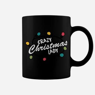 Funny Crazy Christmas Lady Gift Holiday Tree Lights Design Sweatshirt Coffee Mug | Crazezy