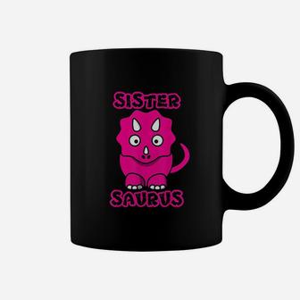Funny Cute Kids Sister Saurus Triceratops Pink Dino Gift Coffee Mug | Crazezy