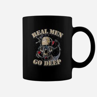 Funny Distressed Deep Dive Scuba Gift Real Men Go Deep Coffee Mug - Thegiftio UK