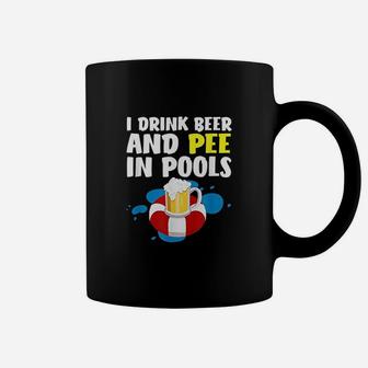 Funny Drink Beer And Pee In Pools Design Coffee Mug - Thegiftio UK
