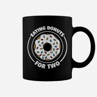 Funny Eating Donut For Two Pregnancy Cool Doughnut Food Coffee Mug - Monsterry AU