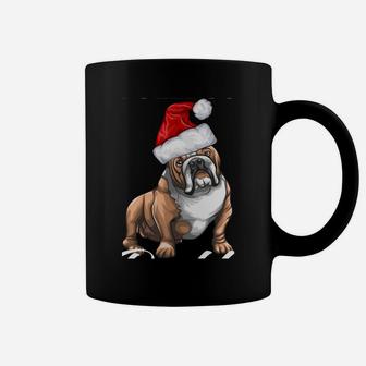 Funny English Bulldog Daddy Christmas Hat Gift Men Coffee Mug | Crazezy DE