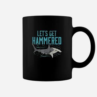 Funny Hammerhead Shark Drinking Pun Lets Get Hammered Party Coffee Mug - Thegiftio