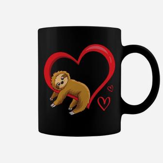 Funny Heart Sloth Love Valentines Day Sloth Boys Girls Shirt Coffee Mug - Monsterry DE