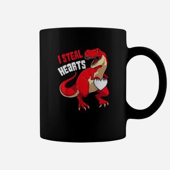 Funny I Steal Hearts Dino Dinosaur T Rex Valentines Day Boys Coffee Mug - Monsterry UK
