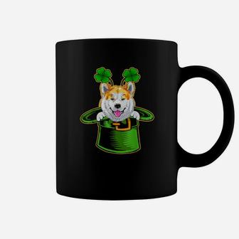 Funny Irish Leprechaun Hat Akita Dog St Patrick's Day Coffee Mug - Monsterry