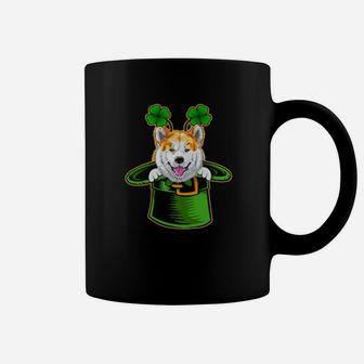 Funny Irish Leprechaun Hat Akita Dog St Patrick's Day Coffee Mug - Monsterry