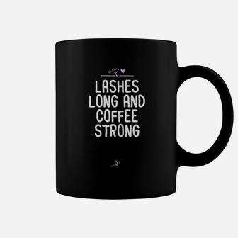 Funny Lashes Long And Coffee Strong Gift For Friend Heart Coffee Mug | Crazezy DE