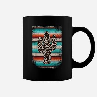 Funny Leopard Cactus Serape Cactus Print Turquoise Coffee Mug | Crazezy