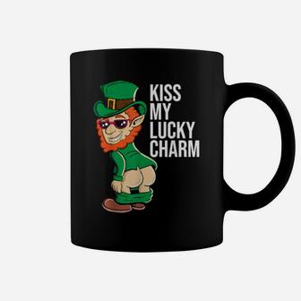 Funny Leprechaun Kiss My Lucky Charm St Patrick's Day Irish Coffee Mug - Monsterry
