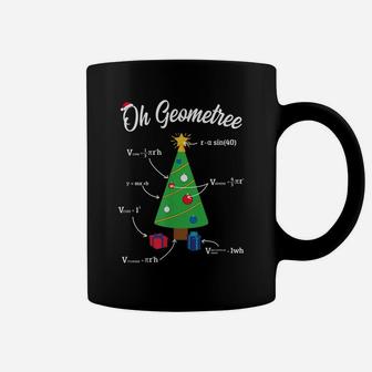 Funny Math Science Teacher Oh Geometree Christmas Tree Coffee Mug | Crazezy DE