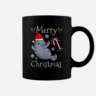 Funny Merry Christmas Manatee Candy Cane Coffee Mug | Crazezy