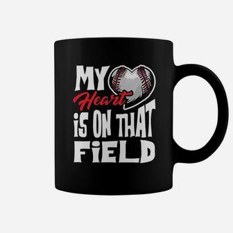 Funny My Heart Is On That Field Baseball Lover Women Coffee Mug | Crazezy DE