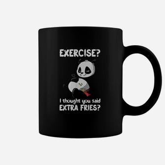 Funny Panda Exercise I Thought You Said Extra Fries Coffee Mug | Crazezy DE