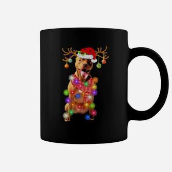 Funny Pitbull Santa Hat Xmas Lights Dog Coffee Mug - Monsterry UK
