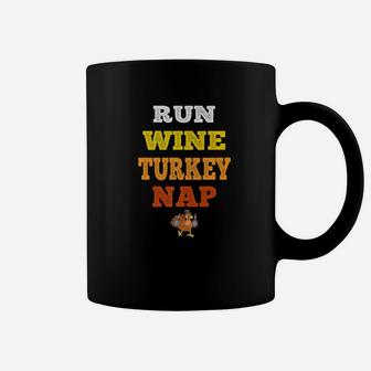Funny Run Wine Turkey Nap Thanksgiving Dinner Trot Coffee Mug - Thegiftio UK