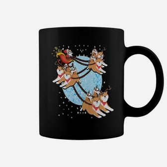 Funny Santa Clasu Riding Akita Reindeer Coffee Mug - Monsterry
