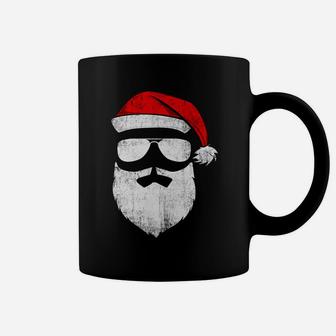 Funny Santa Claus Face Sunglasses With Hat Beard Christmas Sweatshirt Coffee Mug | Crazezy