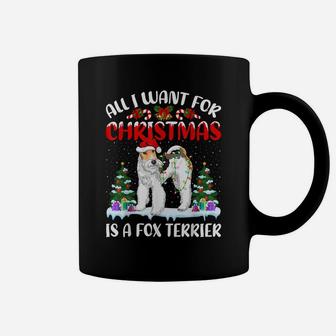 Funny Santa Hat All I Want For Christmas Is A Fox Terrier Coffee Mug | Crazezy