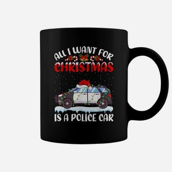 Funny Santa Hat All I Want For Christmas Is A Police Car Coffee Mug | Crazezy