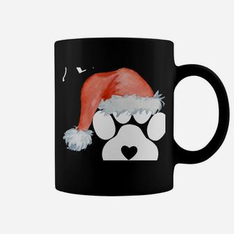 Funny Santa Hat Dog Cat Paw Print Tshirt Christmas Clothes Coffee Mug | Crazezy