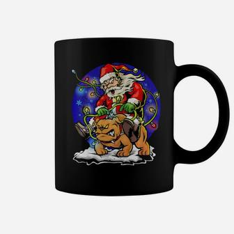Funny Santa Riding An American English Bulldog Coffee Mug - Monsterry UK