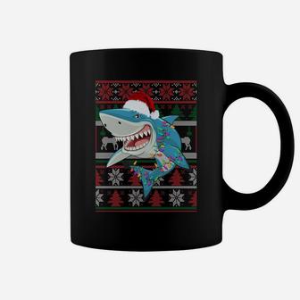 Funny Shark Lover Ugly Christmas Sweater Gift Sweatshirt Coffee Mug | Crazezy