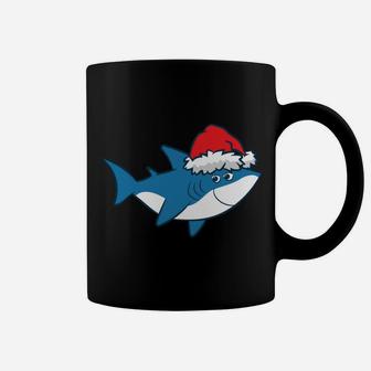 Funny Shark With Santa Hat Cute Shark Love Sharks Christmas Coffee Mug | Crazezy CA