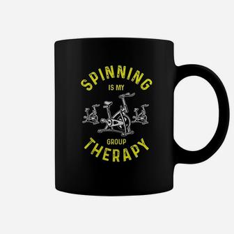 Funny Spin Class Spinning Is My Group Therapy Coffee Mug | Crazezy AU