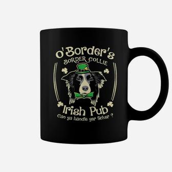 Funny St Patricks Day Border Collie Irish Pub Coffee Mug - Monsterry