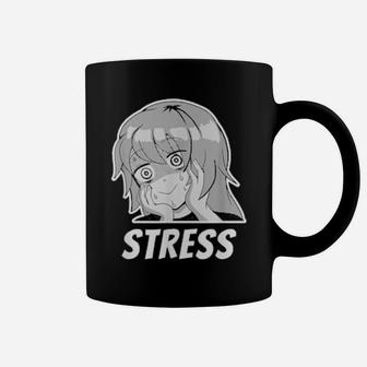 Funny Stress And Anxious Expression Face Girl Manga Meme Coffee Mug - Monsterry UK