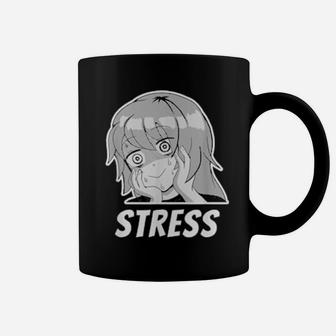 Funny Stress And Anxious Expression Face Girl Manga Meme Coffee Mug - Monsterry CA