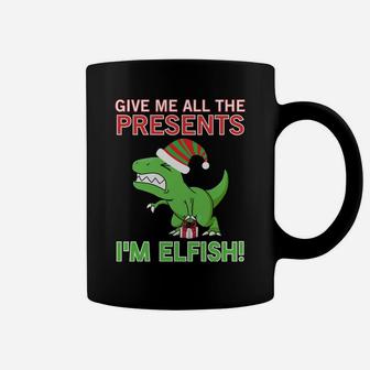 Funny T-Rex Christmas Xmas Pajamas I'm Elfish Family Group Coffee Mug | Crazezy UK